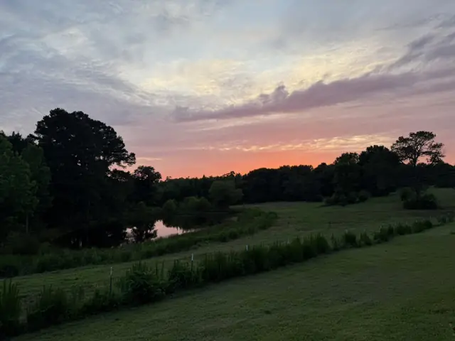 Sunset over the smaller pond